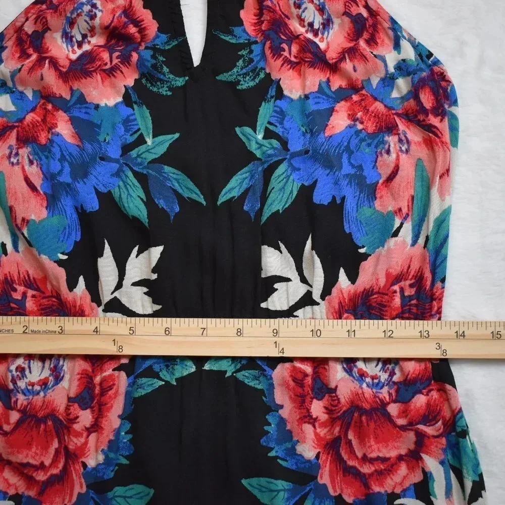 Hawaiian Floral Maxi Dress Sz S Tasseled Tropical Boho Cruisewear Beach Travel - Picture 10 of 16